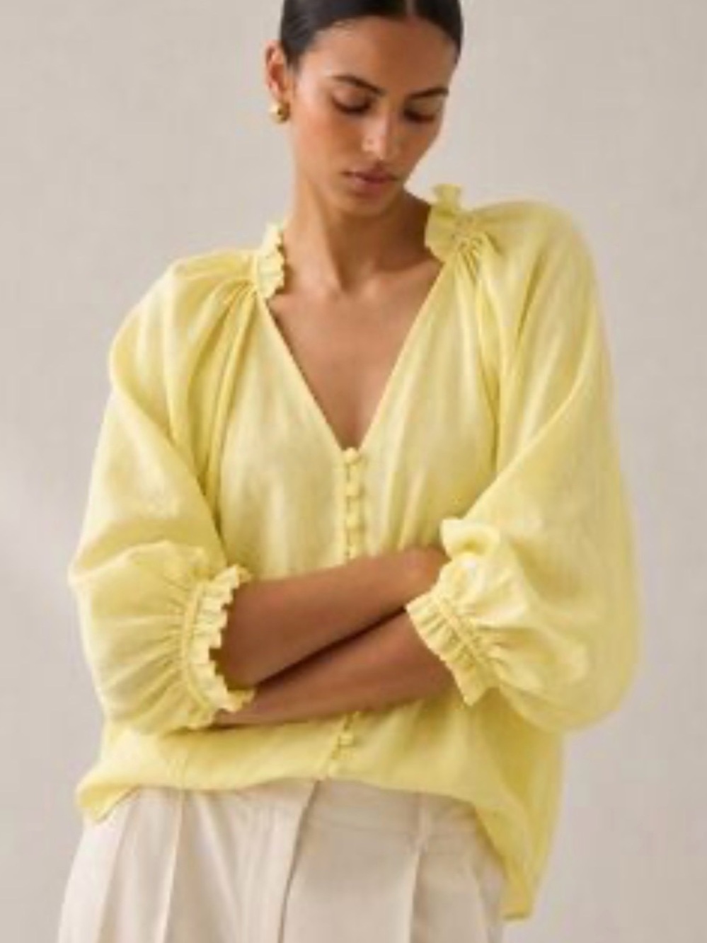 Mauve by Anthropologie “The Audie” Linen Blouse